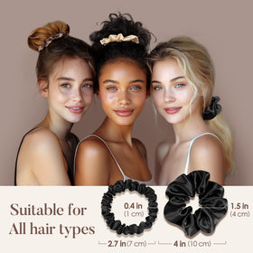 LULUSILK scrunchie next to a coin showing compact size and easy portability