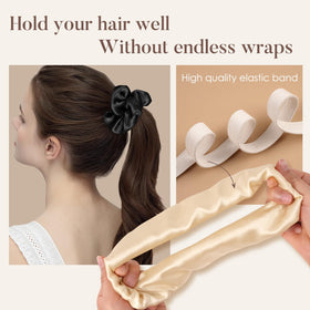 LULUSILK scrunchie securing a ponytail with firm hold and no creases
