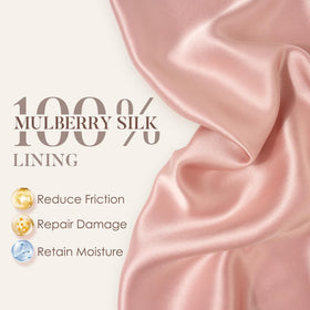 LULUSILK close-up of mulberry silk lining, smooth texture protects hair from friction