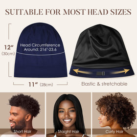 LULUSILK cap shown on model head for scale, fits most head sizes