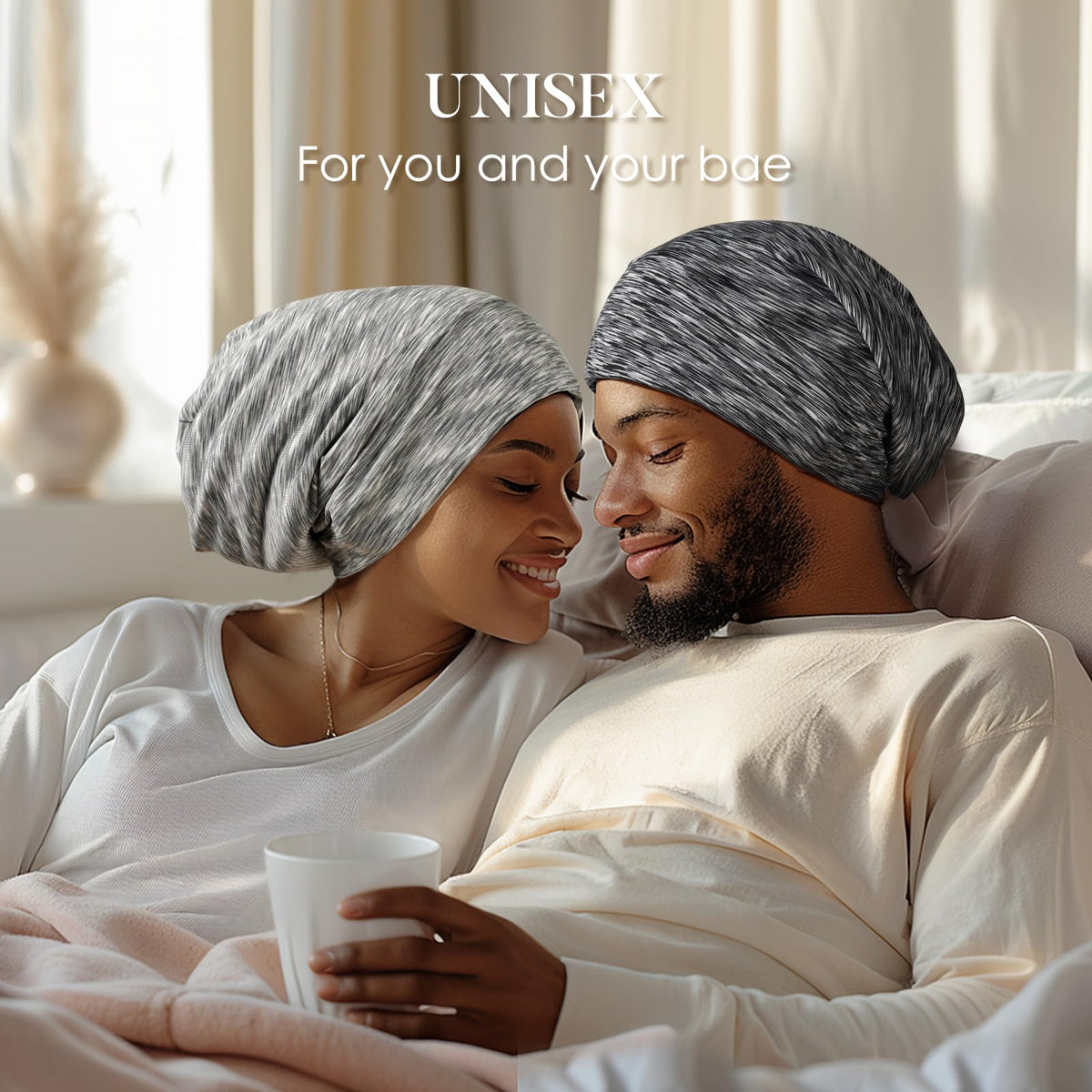 LULUSILK cap beside ruler and hair braid showing roomy fit for long hair