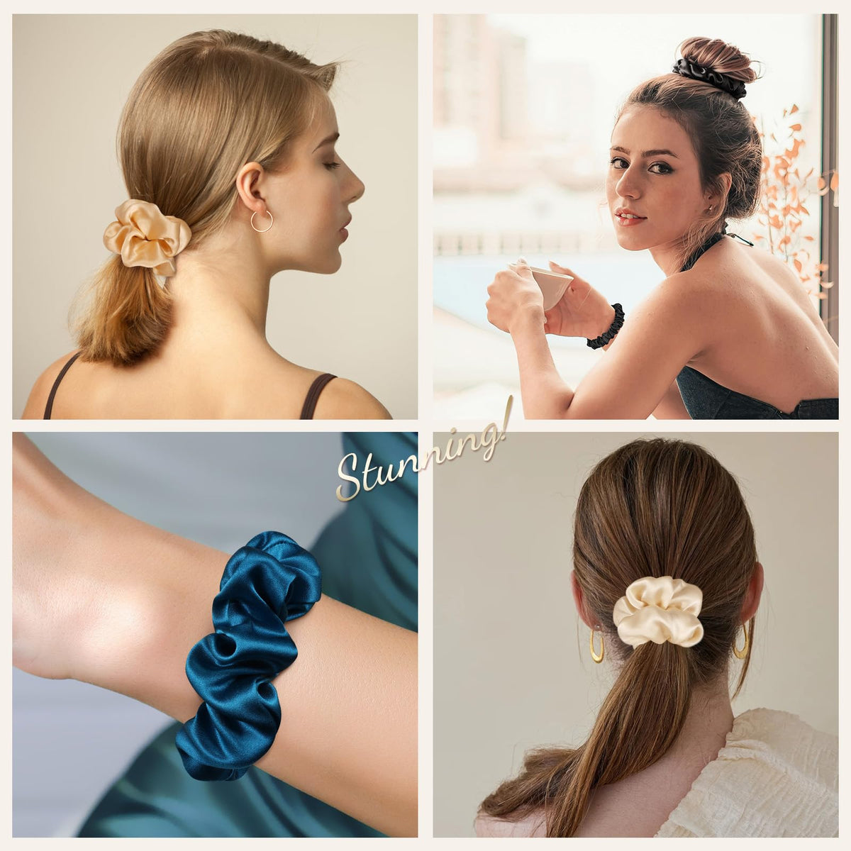 LULUSILK scrunchie next to coin for scale, clear size reference benefit