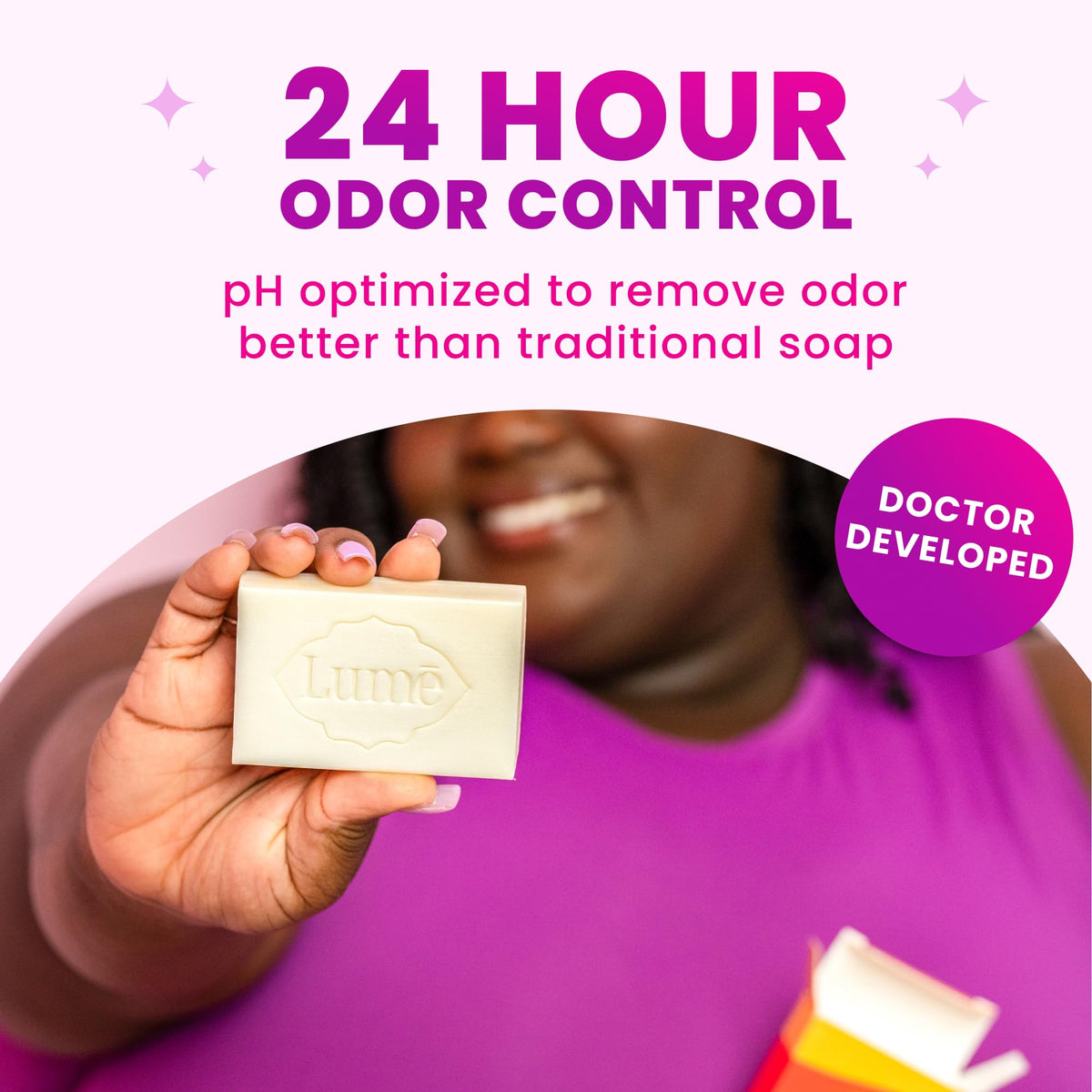 Lume bar producing dense creamy lather for thorough odor removal