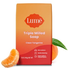Lume front packaging showing clean tangerine scent and moisturizing benefits