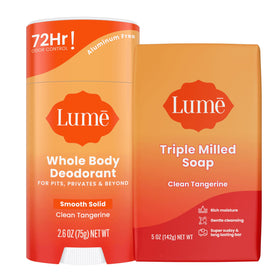 Lume Clean Tangerine bundle front packaging showing both products and benefits