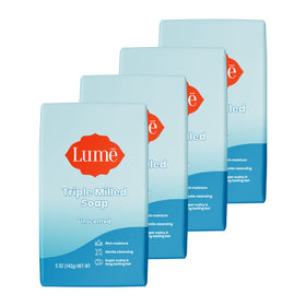 Lume front packaging unscented bar showing clean design and moisturizing benefit