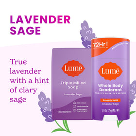Close up of Lume ingredients label highlighting gentle formula