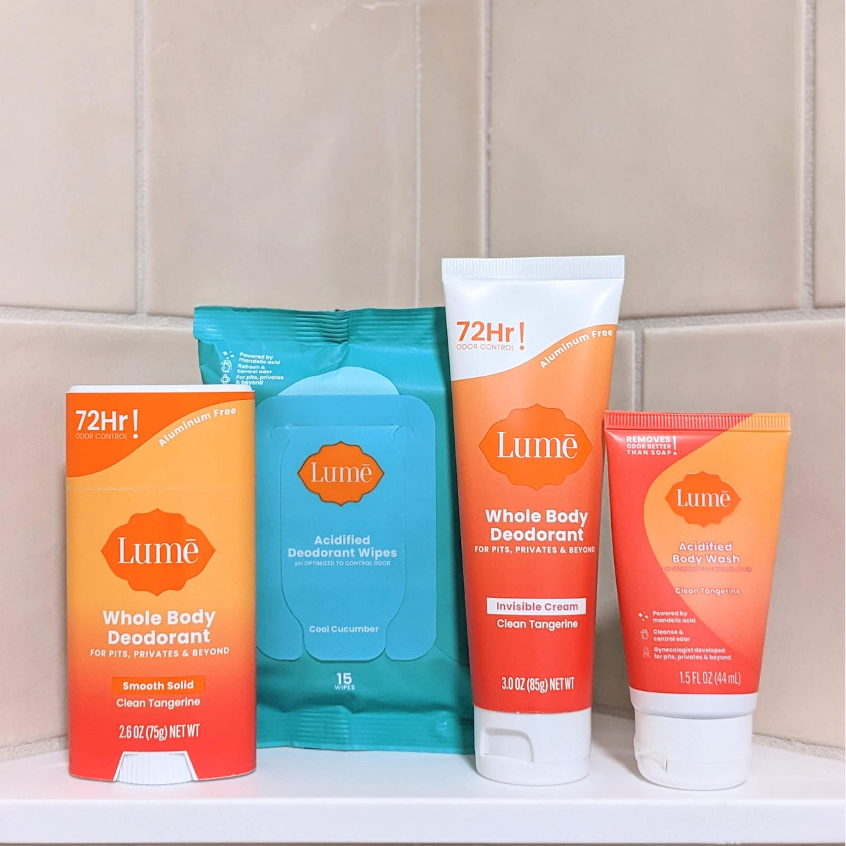 Lume invisible cream tube detail showing non-greasy finish benefit