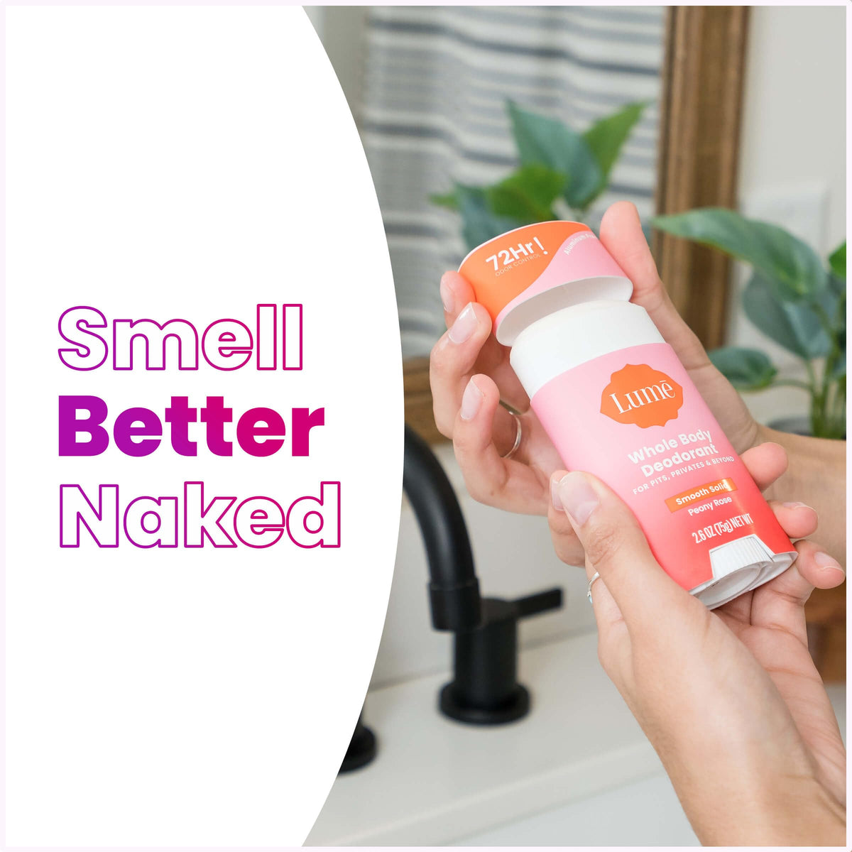 Demonstration of Lume stick underarm application for reliable odor control