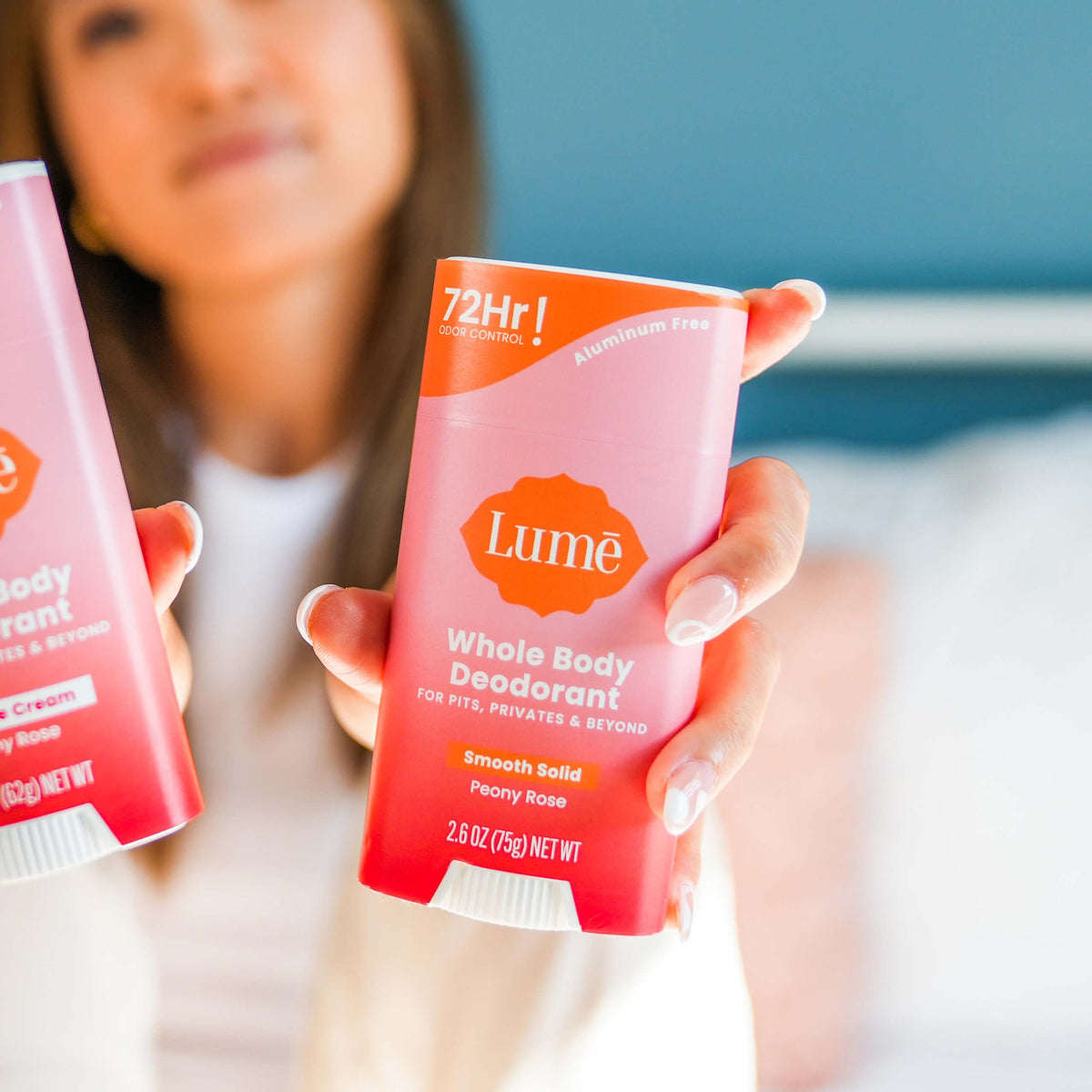 Lume stick in use underarm application illustrating precise placement and reliable odor control benefits
