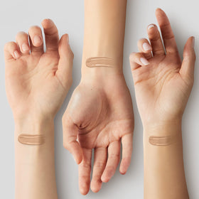 Lumene CC Cream swatches of two universal shades for quick shade comparison