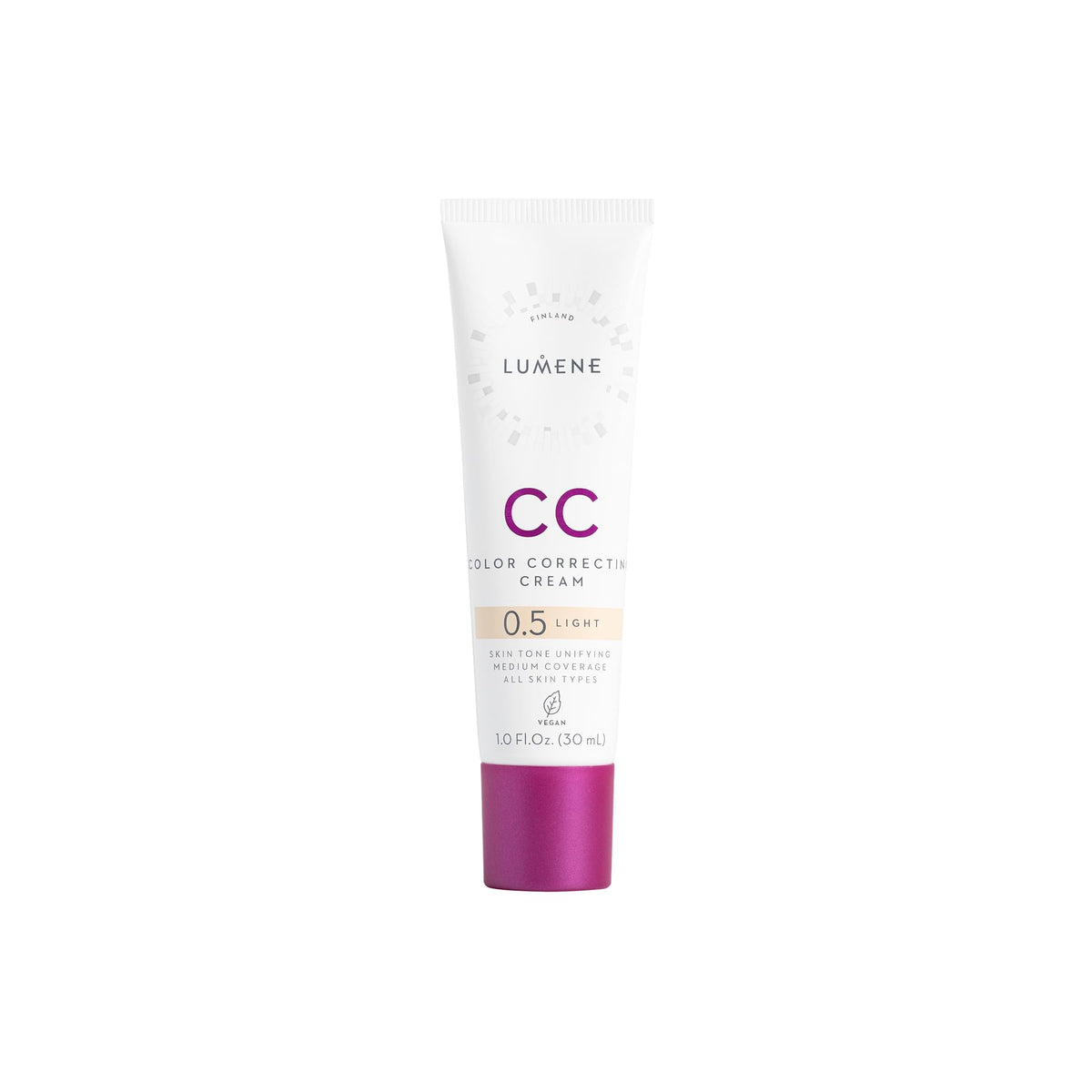 Lumene CC front packaging showing tube and shade, conveys clean coverage