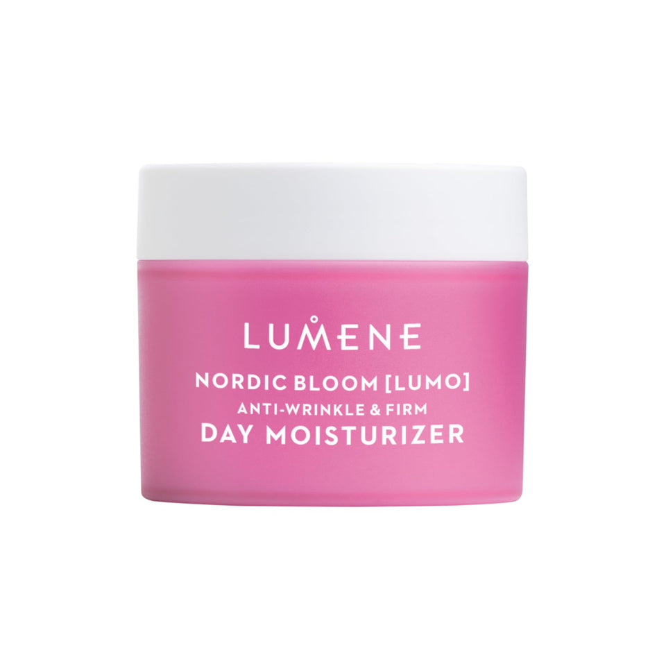 Lumene jar front view showing product and brand, conveys visible firming benefits