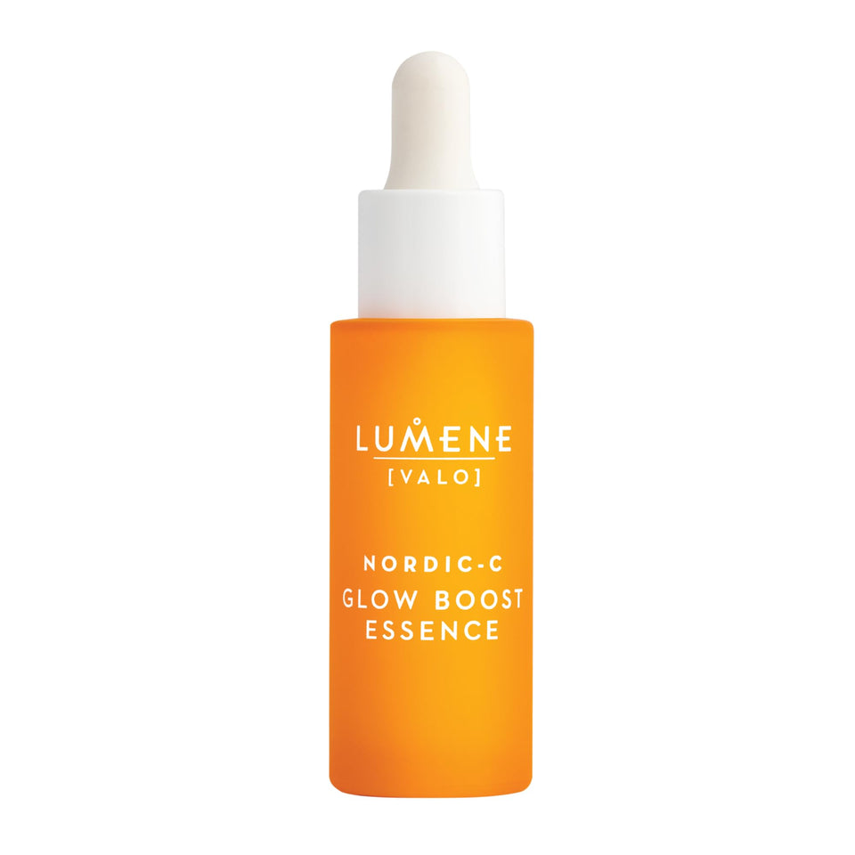 Lumene bottle front packaging highlighting branding and glow benefits