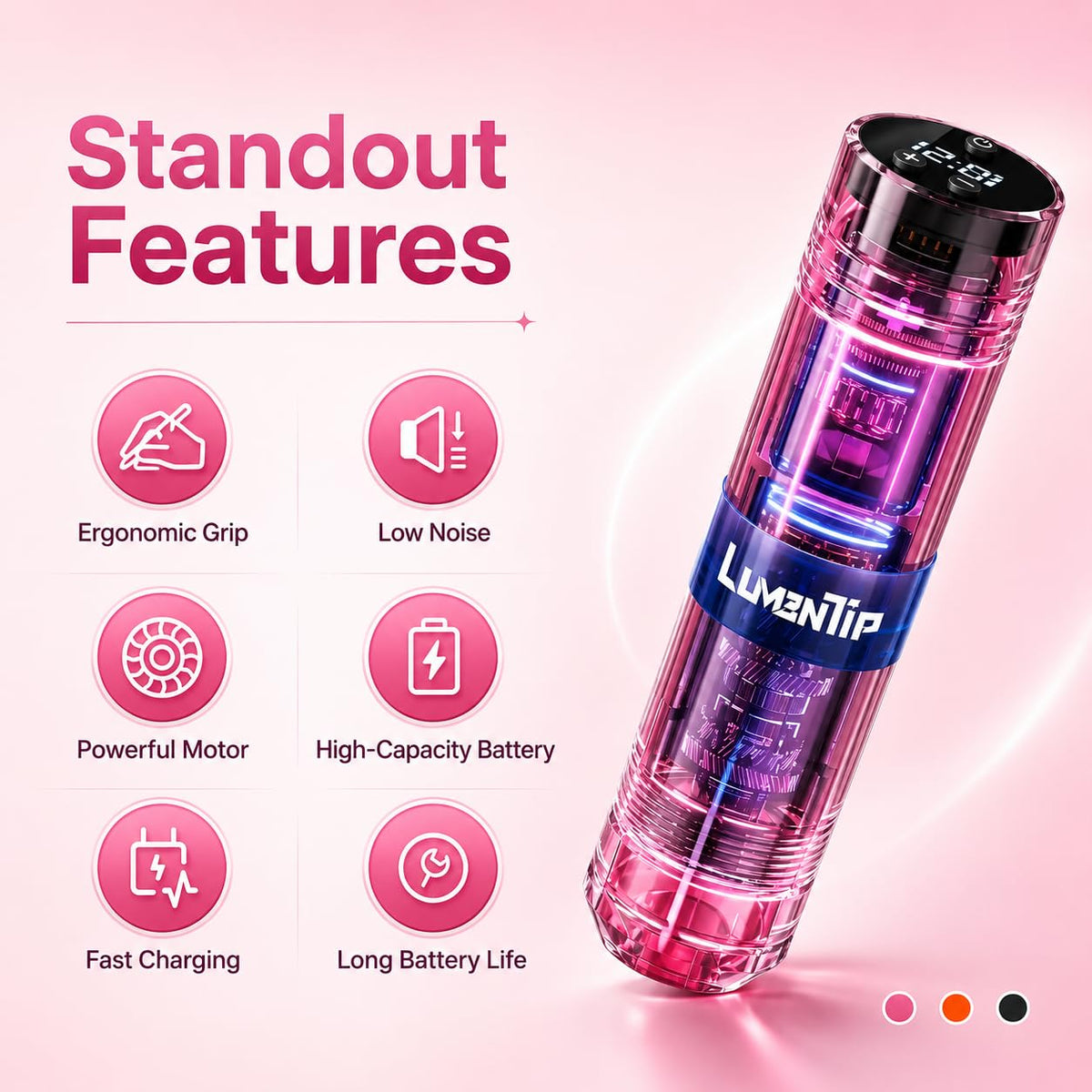 LumenTip sterile needles and colorful inks array for precise ink flow