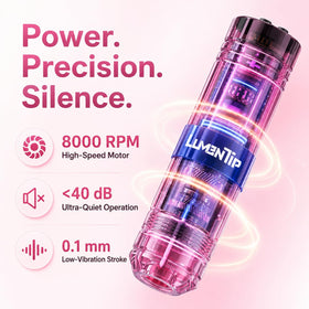 LumenTip tattoo pen in hand illustrating lightweight balance and control