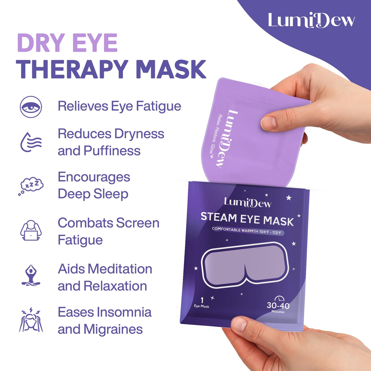 LumiDew close-up of mask texture highlighting soft fabric and warm comfort