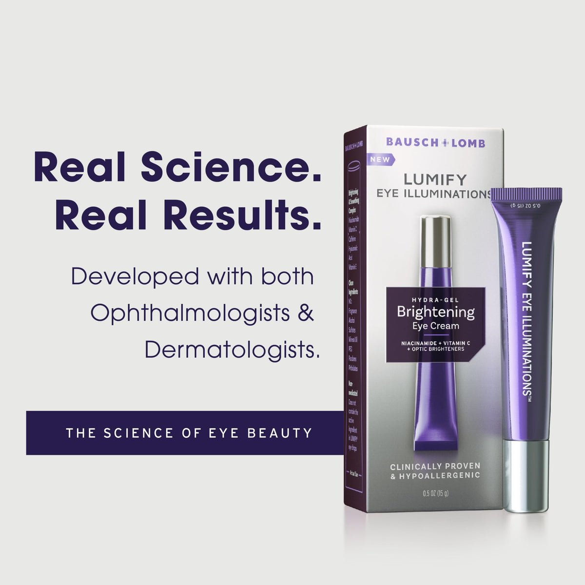 LUMIFY label close-up highlighting key ingredients and clean formulation benefits