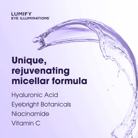 LUMIFY open cap pouring cleansing water onto pad, controlled application benefit