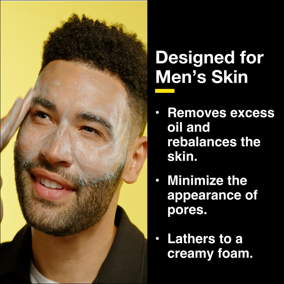 Lumin charcoal cleanser lather close-up illustrating gentle detox and smooth rinse