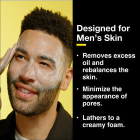 Lumin charcoal cleanser lather close-up illustrating gentle detox and smooth rinse