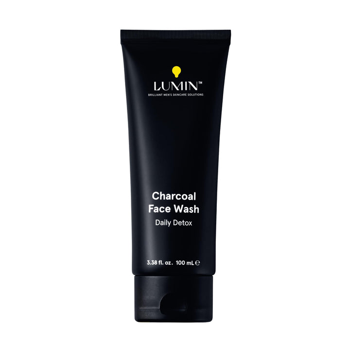 Lumin charcoal face wash front packaging showing product and benefit of deep-clean