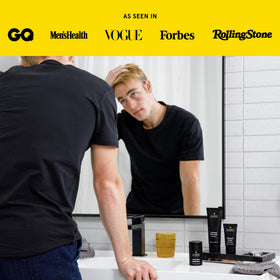 Lumin face wash staged in bathroom routine showing post-workout refresh and quick cleanse benefit