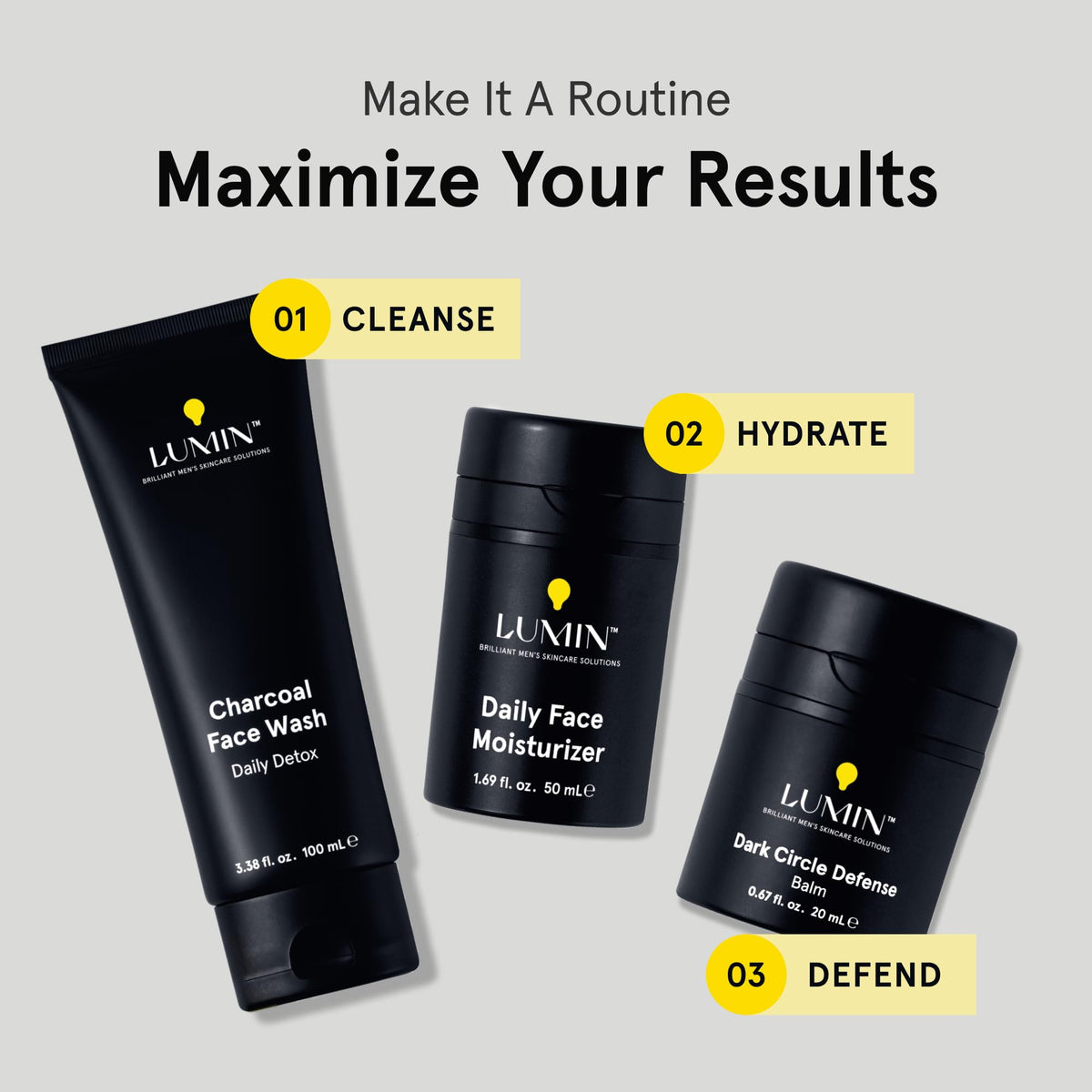 Lumin tube in hand to show size and travel-ready convenience for on-the-go grooming