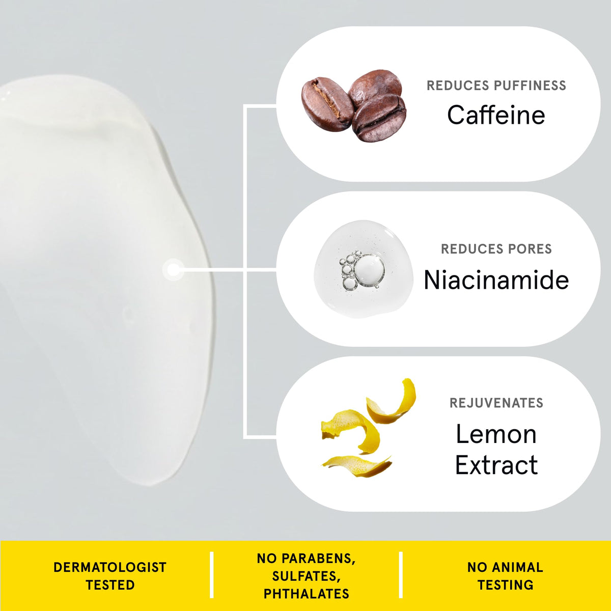 Lumin ingredient shot highlighting caffeine for reduced puffiness and vitality