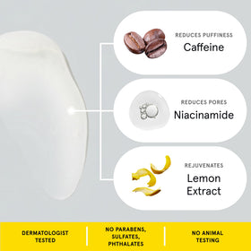 Lumin ingredient shot highlighting caffeine for reduced puffiness and vitality