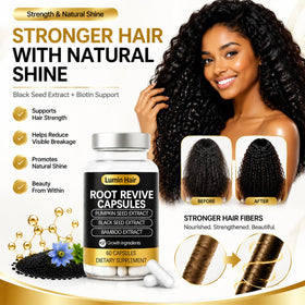Lumin Hair capsules in hand for scale and simple daily dose benefit