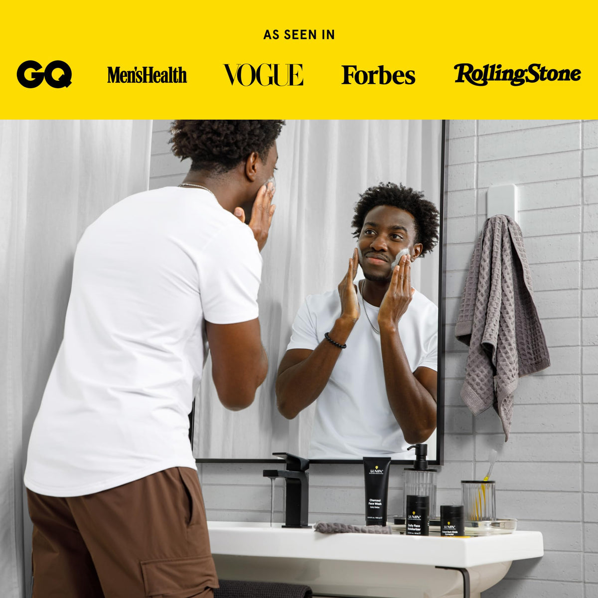 Lumin product beside grooming kit showing travel-ready convenience