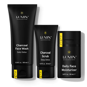 Lumin front packaging showing trio kit that clarifies skin fast