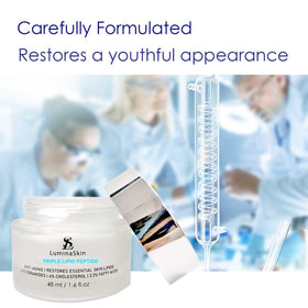 LuminaSkin cream on vanity in lifestyle setting suggesting daily routine benefit