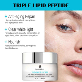 LuminaSkin cream texture close-up showing rich finish and deep hydration benefit