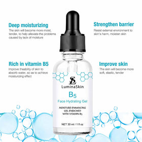 LuminaSkin single drop on fingertip highlighting concentrated hyaluronic hydration