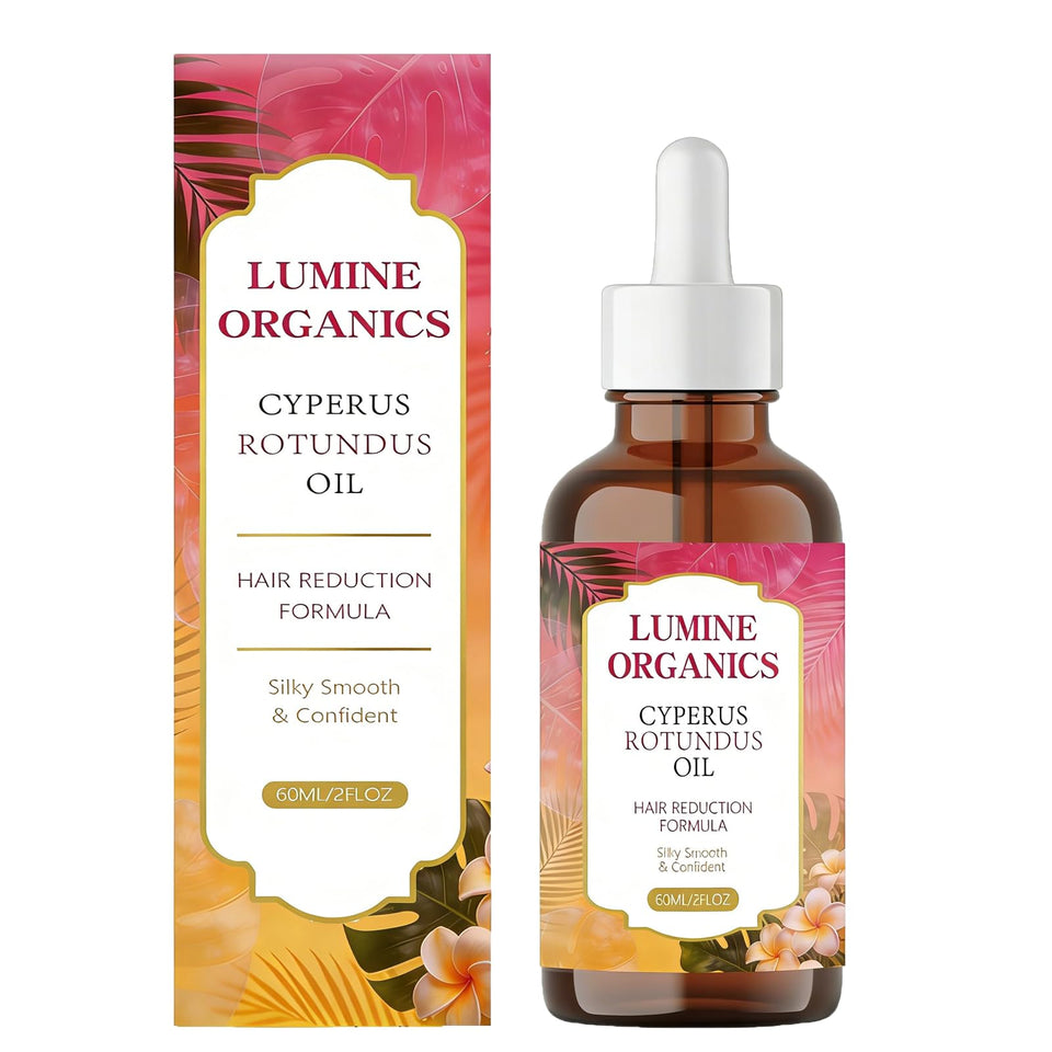 Lumine Organics front bottle showing label and 60ml size benefits
