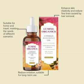 Lumine Organics ingredient label with cyperus rotundus and botanical blend