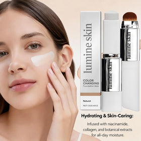 Lumine Skin texture close-up of creamy balm offering hydrating, buildable coverage