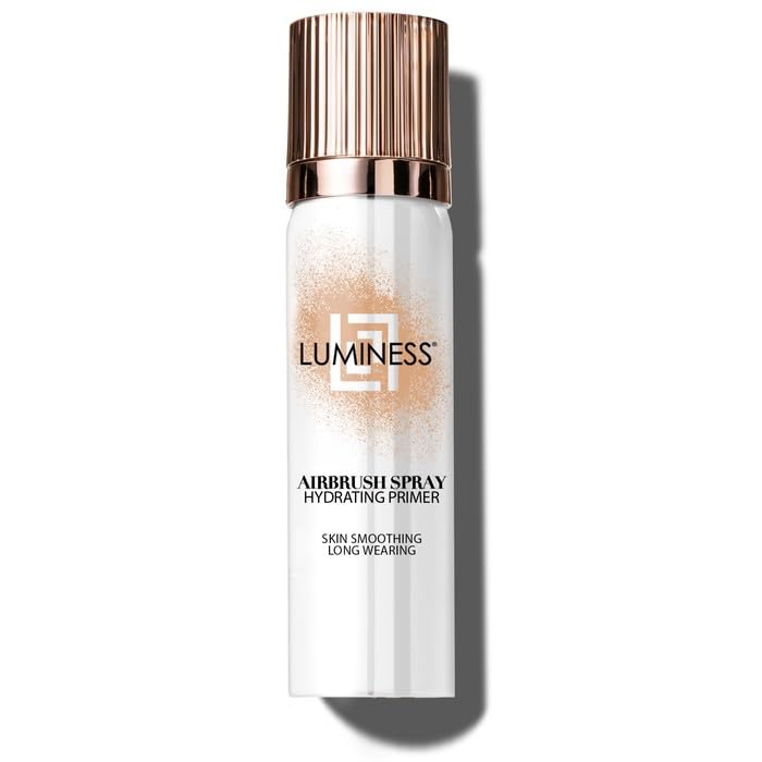 LUMINESS front packaging showing compact primer bottle and label benefits