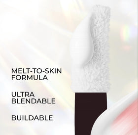 LUMINESS before-and-after swatches showing transformation to a personalized pink flush