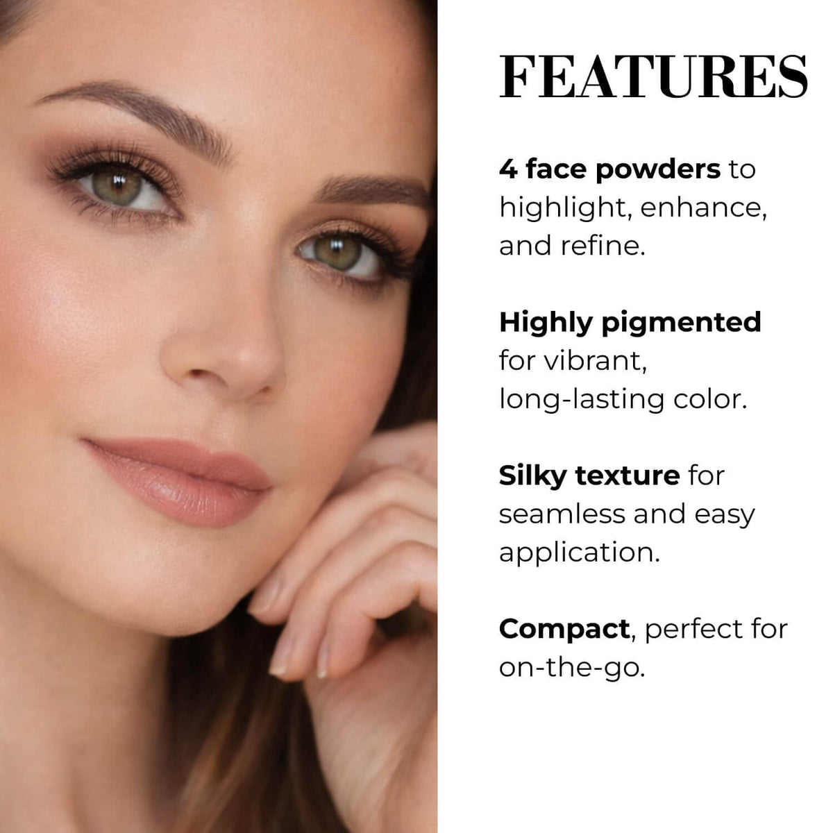 LUMINESS eyeshadow swatches showing texture and pigmented finish