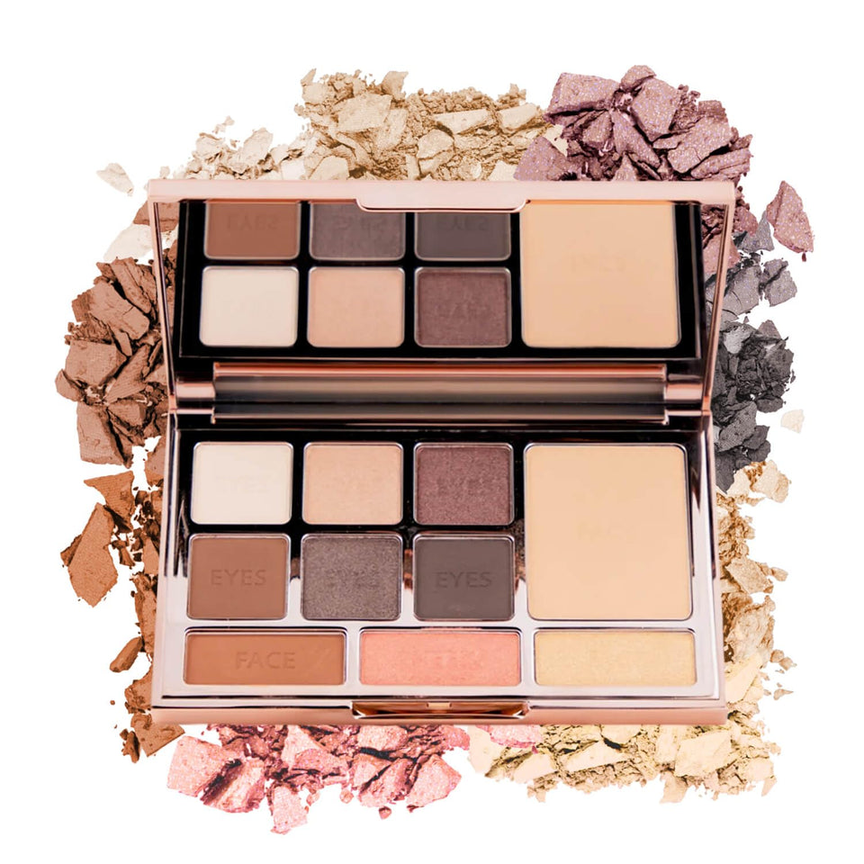 LUMINESS face palette open showing all pans and versatile shades for travel