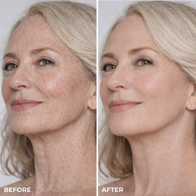 LUMINESS foundation texture drop illustrating color‑changing microbeads