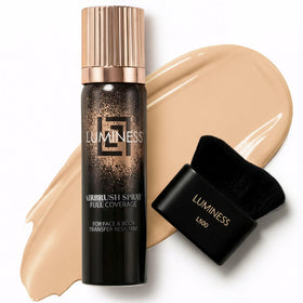 LUMINESS front packaging showing product and kabuki brush benefit: professional coverage
