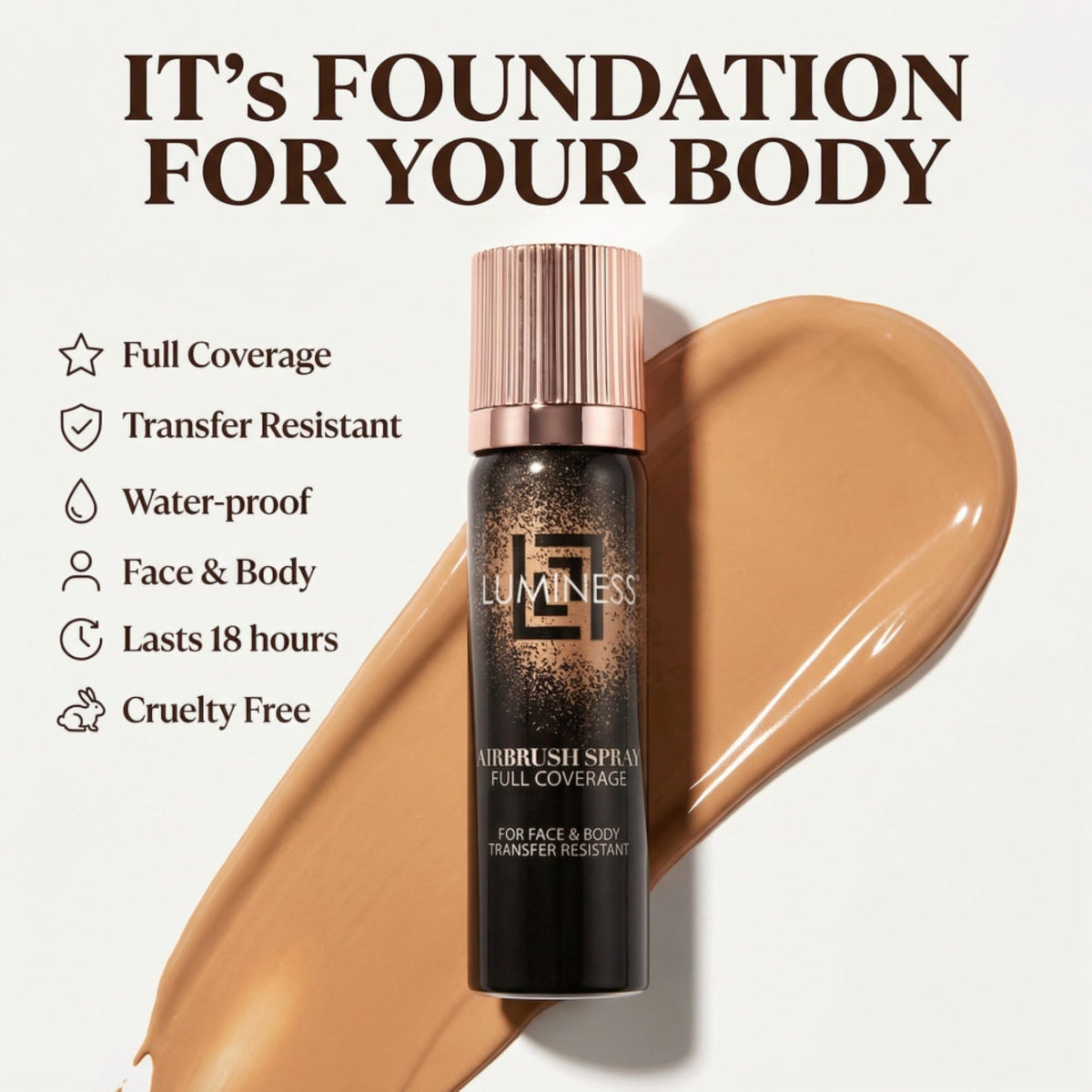 LUMINESS kabuki brush and can detail for precise, controlled application benefit