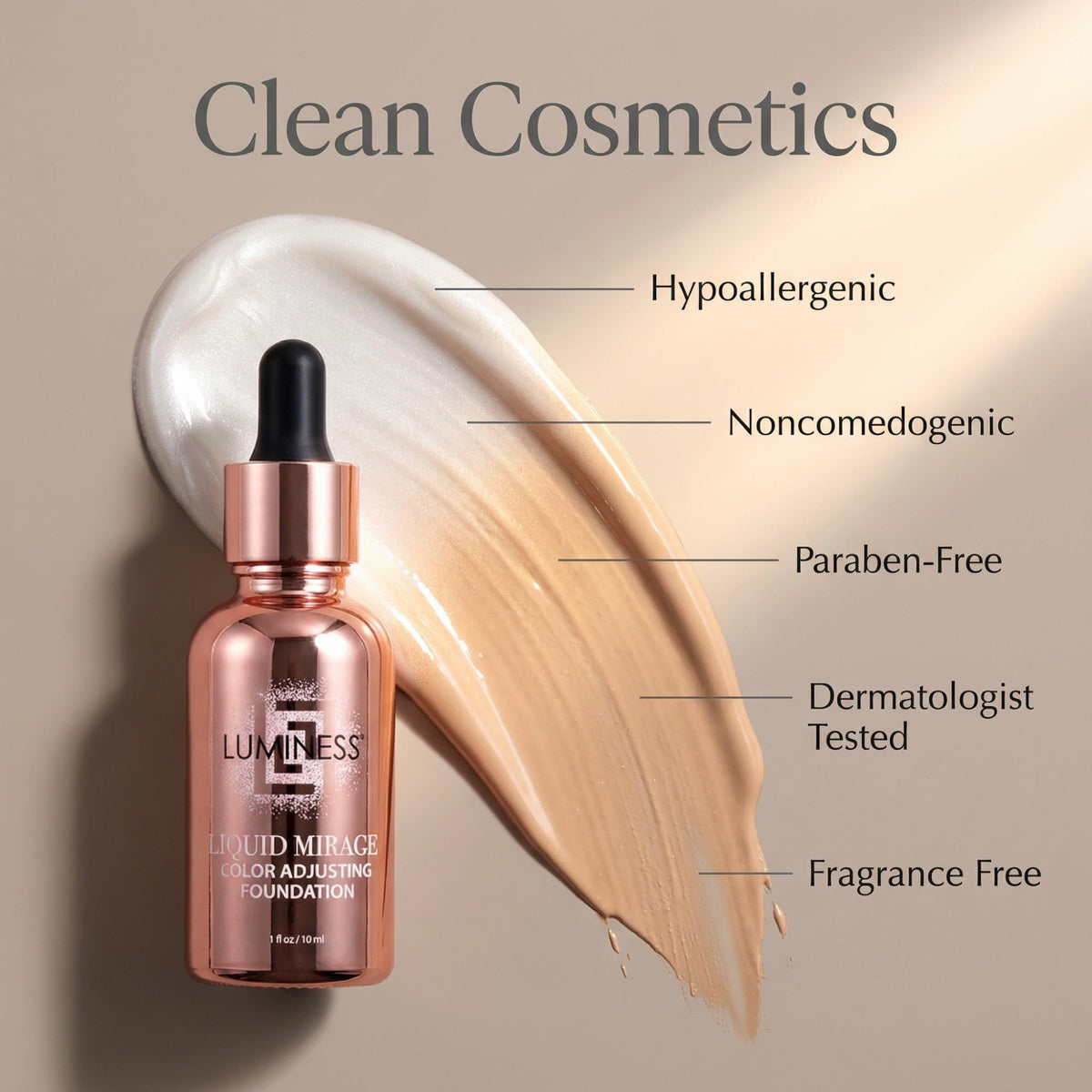 LUMINESS foundation applied with brush for smooth, even coverage