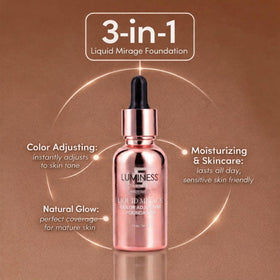 LUMINESS drop on hand demonstrating shade activation and adaptive pigments