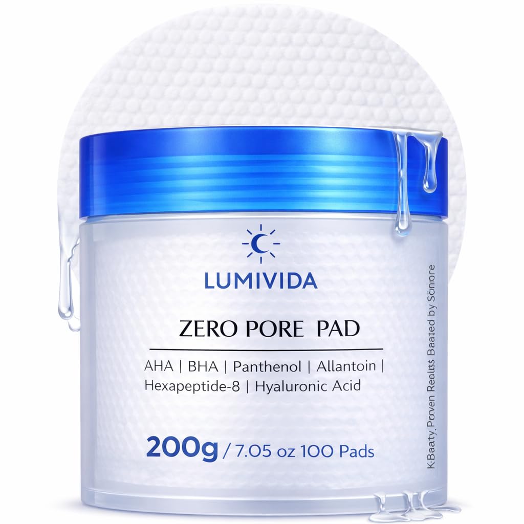 LumiVida jar front view showing packaged pads and clear labeling for quick use