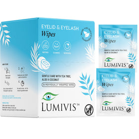Lumivis front packaging showing 36-count and tea tree benefits for travel